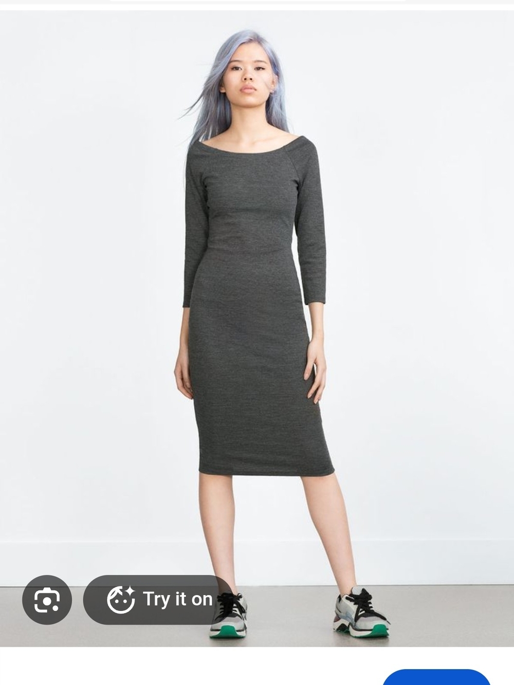 Women’s Charcoal Gray Boatneck Midi Dressfrom Zara